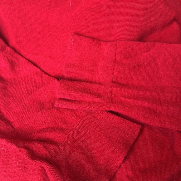 Talbots Sweater Crew Neck W/Button Back Closure LambswoolNylonBlend Red SZ L EUC - Picture 5 of 6